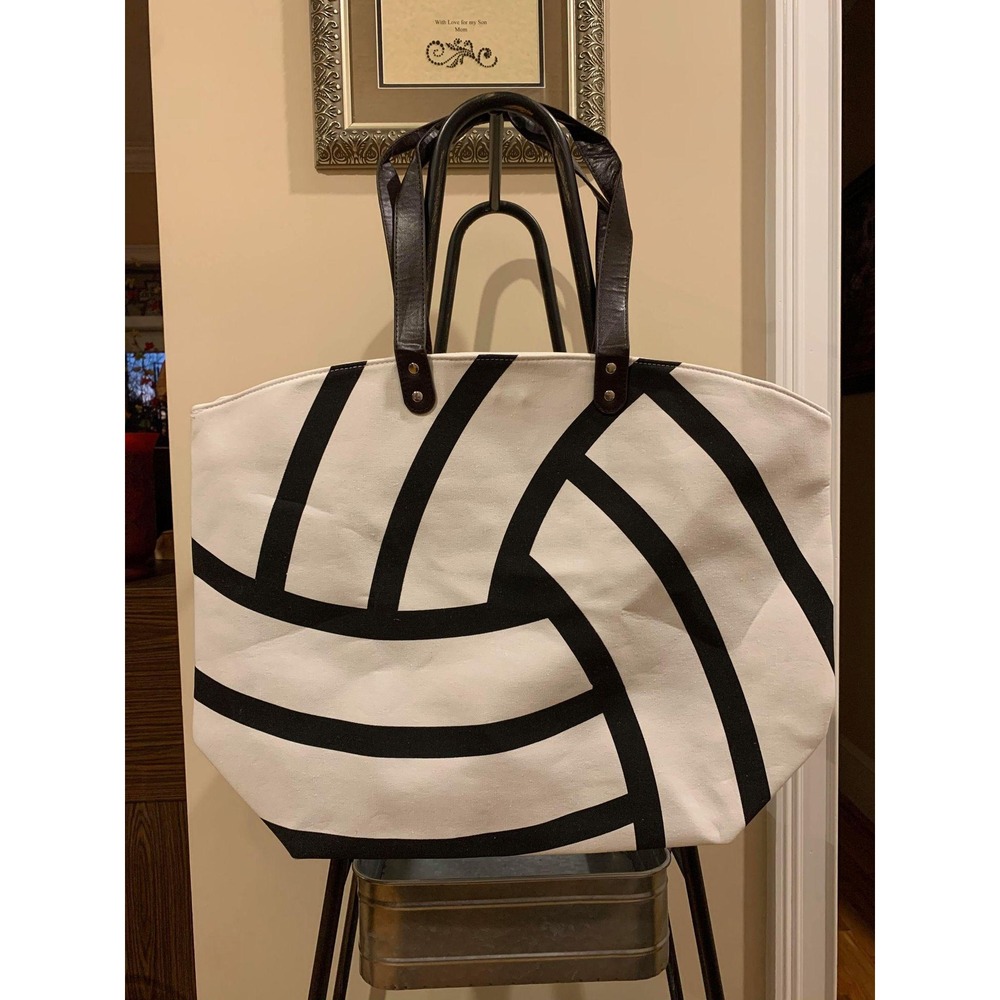 21" Volleyball Tote Bag Women's Large White New Graphic Canvas Gym Sport